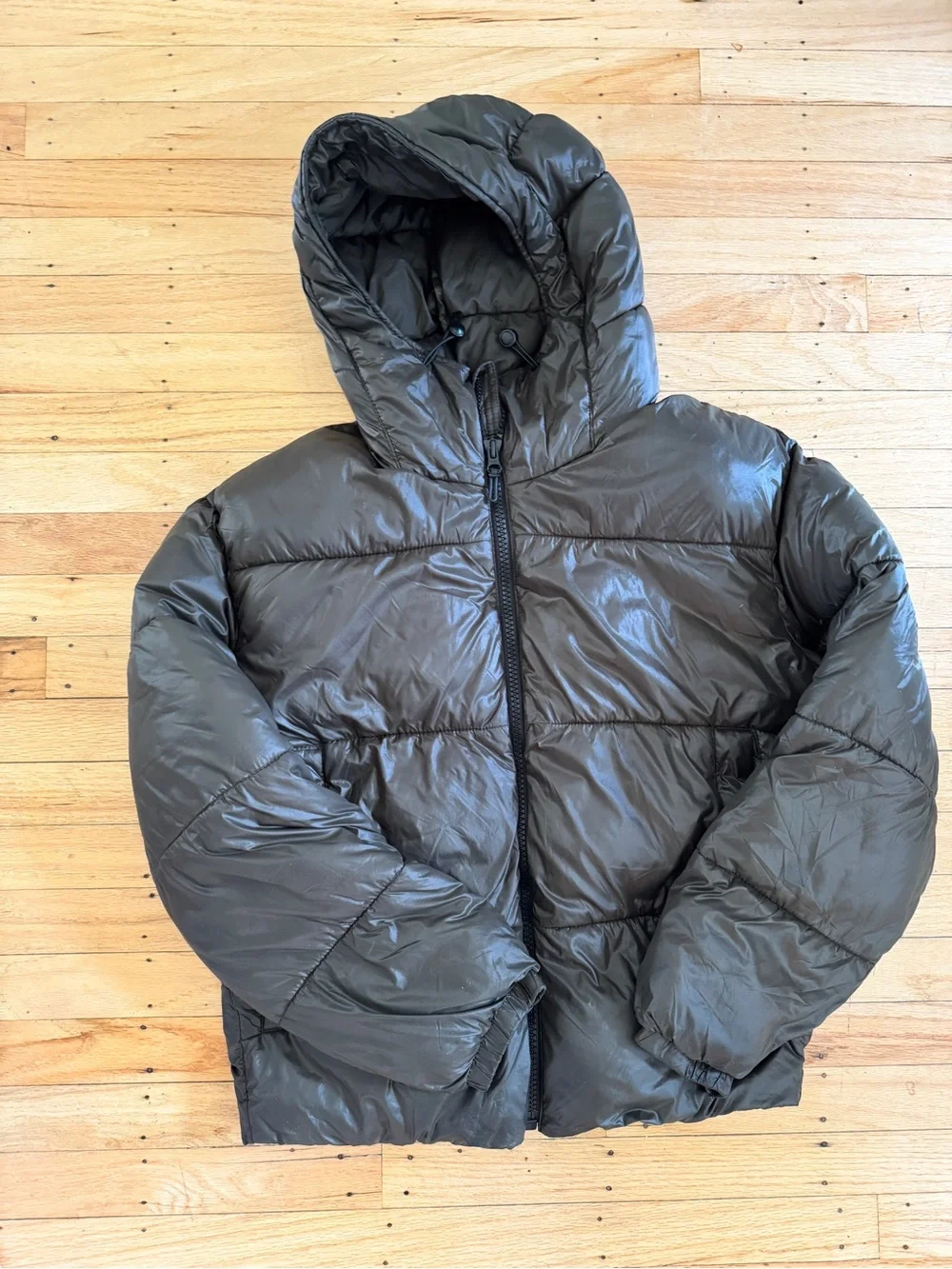 Abercrombie & Fitch Men's Hooded Puffer Jacket - olive green